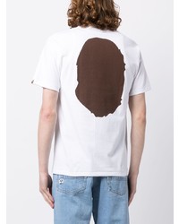 weißes bedrucktes T-Shirt mit einem Rundhalsausschnitt von A Bathing Ape