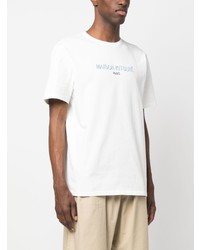 weißes bedrucktes T-Shirt mit einem Rundhalsausschnitt von MAISON KITSUNÉ