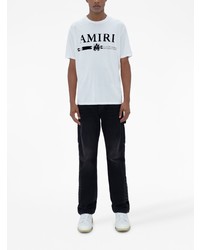 weißes bedrucktes T-Shirt mit einem Rundhalsausschnitt von Amiri