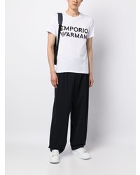 weißes bedrucktes T-Shirt mit einem Rundhalsausschnitt von Emporio Armani