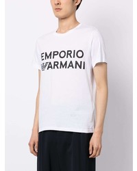 weißes bedrucktes T-Shirt mit einem Rundhalsausschnitt von Emporio Armani