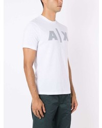 weißes bedrucktes T-Shirt mit einem Rundhalsausschnitt von Armani Exchange