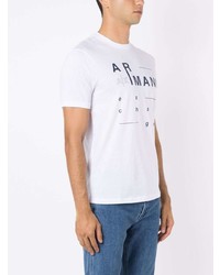 weißes bedrucktes T-Shirt mit einem Rundhalsausschnitt von Armani Exchange