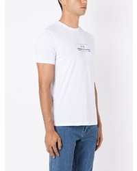 weißes bedrucktes T-Shirt mit einem Rundhalsausschnitt von Armani Exchange