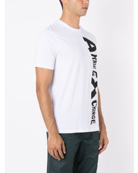 weißes bedrucktes T-Shirt mit einem Rundhalsausschnitt von Armani Exchange