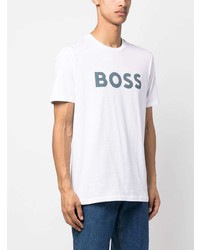 weißes bedrucktes T-Shirt mit einem Rundhalsausschnitt von BOSS