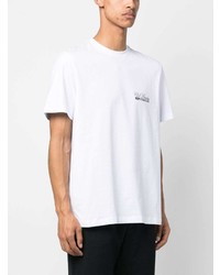 weißes bedrucktes T-Shirt mit einem Rundhalsausschnitt von MSGM