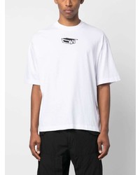 weißes bedrucktes T-Shirt mit einem Rundhalsausschnitt von Off-White