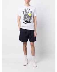 weißes bedrucktes T-Shirt mit einem Rundhalsausschnitt von Ea7 Emporio Armani