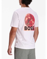 weißes bedrucktes T-Shirt mit einem Rundhalsausschnitt von BOSS