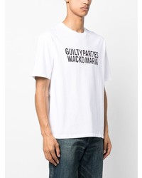 weißes bedrucktes T-Shirt mit einem Rundhalsausschnitt von Wacko Maria