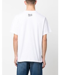 weißes bedrucktes T-Shirt mit einem Rundhalsausschnitt von MAISON KITSUNÉ