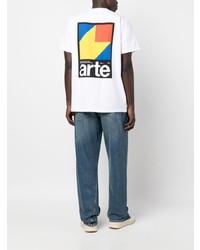 weißes bedrucktes T-Shirt mit einem Rundhalsausschnitt von ARTE