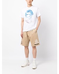 weißes bedrucktes T-Shirt mit einem Rundhalsausschnitt von A Bathing Ape