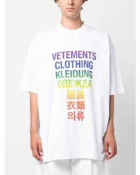 weißes bedrucktes T-Shirt mit einem Rundhalsausschnitt von Vetements