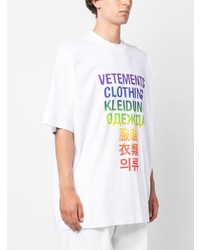 weißes bedrucktes T-Shirt mit einem Rundhalsausschnitt von Vetements