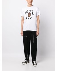 weißes bedrucktes T-Shirt mit einem Rundhalsausschnitt von A Bathing Ape