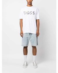 weißes bedrucktes T-Shirt mit einem Rundhalsausschnitt von BOSS