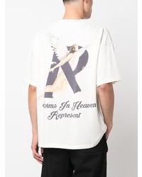 weißes bedrucktes T-Shirt mit einem Rundhalsausschnitt von Represent