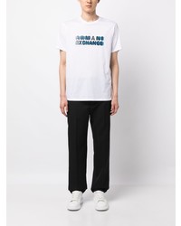 weißes bedrucktes T-Shirt mit einem Rundhalsausschnitt von Armani Exchange