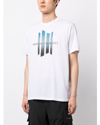 weißes bedrucktes T-Shirt mit einem Rundhalsausschnitt von Armani Exchange