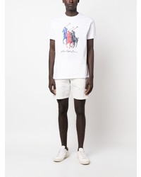 weißes bedrucktes T-Shirt mit einem Rundhalsausschnitt von Polo Ralph Lauren