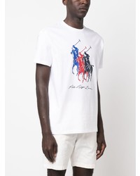 weißes bedrucktes T-Shirt mit einem Rundhalsausschnitt von Polo Ralph Lauren