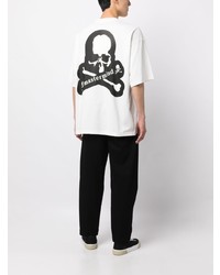 weißes bedrucktes T-Shirt mit einem Rundhalsausschnitt von Mastermind Japan