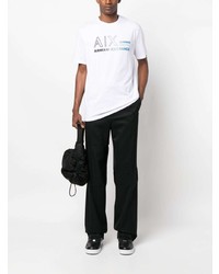 weißes bedrucktes T-Shirt mit einem Rundhalsausschnitt von Armani Exchange