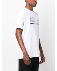 weißes bedrucktes T-Shirt mit einem Rundhalsausschnitt von Armani Exchange