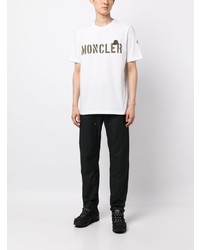 weißes bedrucktes T-Shirt mit einem Rundhalsausschnitt von Moncler