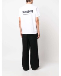 weißes bedrucktes T-Shirt mit einem Rundhalsausschnitt von Jacquemus