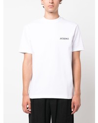 weißes bedrucktes T-Shirt mit einem Rundhalsausschnitt von Jacquemus