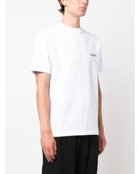 weißes bedrucktes T-Shirt mit einem Rundhalsausschnitt von Jacquemus