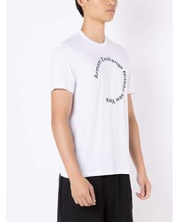 weißes bedrucktes T-Shirt mit einem Rundhalsausschnitt von Armani Exchange