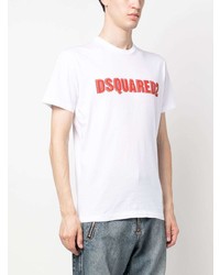 weißes bedrucktes T-Shirt mit einem Rundhalsausschnitt von DSQUARED2