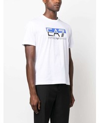 weißes bedrucktes T-Shirt mit einem Rundhalsausschnitt von Ea7 Emporio Armani