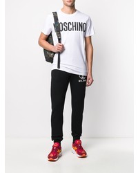 weißes bedrucktes T-Shirt mit einem Rundhalsausschnitt von Moschino