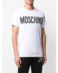 weißes bedrucktes T-Shirt mit einem Rundhalsausschnitt von Moschino