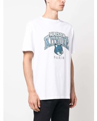 weißes bedrucktes T-Shirt mit einem Rundhalsausschnitt von MAISON KITSUNÉ