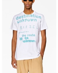 weißes bedrucktes T-Shirt mit einem Rundhalsausschnitt von Diesel