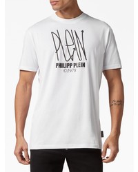 weißes bedrucktes T-Shirt mit einem Rundhalsausschnitt von Philipp Plein