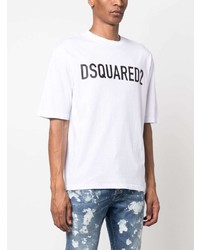 weißes bedrucktes T-Shirt mit einem Rundhalsausschnitt von DSQUARED2