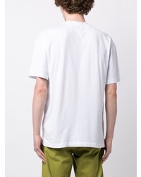 weißes bedrucktes T-Shirt mit einem Rundhalsausschnitt von MSGM