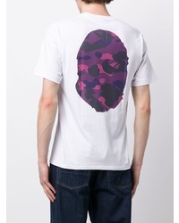 weißes bedrucktes T-Shirt mit einem Rundhalsausschnitt von A Bathing Ape