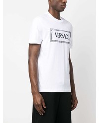 weißes bedrucktes T-Shirt mit einem Rundhalsausschnitt von Versace