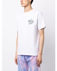 weißes bedrucktes T-Shirt mit einem Rundhalsausschnitt von A Bathing Ape