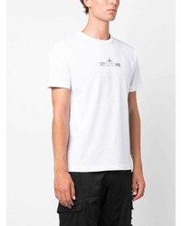 weißes bedrucktes T-Shirt mit einem Rundhalsausschnitt von Stone Island