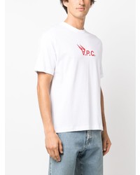 weißes bedrucktes T-Shirt mit einem Rundhalsausschnitt von A.P.C.