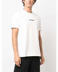 weißes bedrucktes T-Shirt mit einem Rundhalsausschnitt von Jil Sander